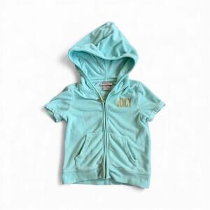 Girls Juicy Capture Short Sleeve Zip Up Hoodie Blue Size 6
